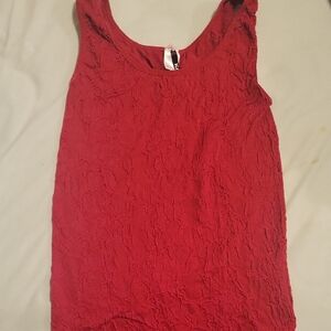 Sleeveless Red Textured Tank Top